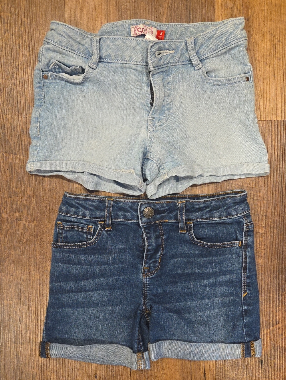 GAP And So Denim Stretch Midi Shorts in Light and Dark Blue Washes